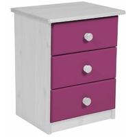 Verona Whitewash Pine and Lilac 3 Drawer Bedside Cabinet