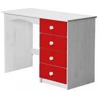 Verona Whitewash Pine and Red 4 Drawer Dressing Table