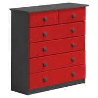 Verona Graphite Pine and Red 4+2 Chest of Drawer