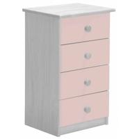 Verona Whitewash Pine and Pink 4 Chest of Drawer