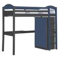 Verona Maximus Graphite Pine and Blue Standard High Sleeper Bed Set 1