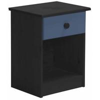 Verona Graphite Pine and Blue 1 Drawer Bedside Cabinet