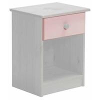 Verona Whitewash Pine and Pink 1 Drawer Bedside Cabinet