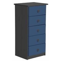 verona graphite pine and blue 5 chest of drawer