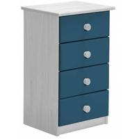 Verona Whitewash Pine and Blue 4 Chest of Drawer