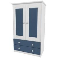 Verona Whitewash Pine and Blue Tall Boy with 2 Drawer