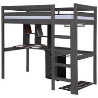 verona rimini graphite pine high sleeper bed with 4 drawer bedside