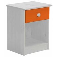 Verona Whitewash Pine and Orange 1 Drawer Bedside Cabinet