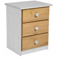 verona whitewash pine and antique 3 drawer bedside cabinet