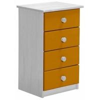 Verona Whitewash Pine and Orange 4 Chest of Drawer