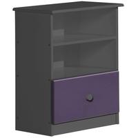 Verona Gela Graphite Pine and Lilac 1 Drawer 2 Shelves Bedside Cabinet