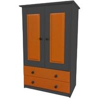 Verona Graphite Pine and Orange Tall Boy with 2 Drawer