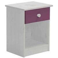 verona whitewash pine and lilac 1 drawer bedside cabinet