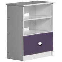 Verona Gela Whitewash Pine and Lilac 1 Drawer 2 Shelves Bedside Cabinet