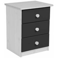 Verona Whitewash Pine and Graphite 3 Drawer Bedside Cabinet