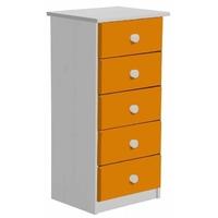 Verona Whitewash Pine and Orange 5 Chest of Drawer