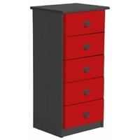 verona graphite pine and red 5 chest of drawer