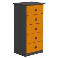 verona graphite pine and orange 5 chest of drawer