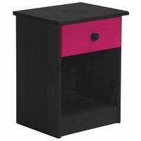 verona graphite pine and fuchsia 1 drawer bedside cabinet