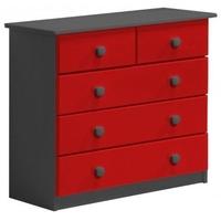 Verona Graphite Pine and Red 3+2 Chest of Drawer