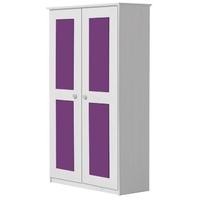 Verona Whitewash Pine and Lilac 2 Door Wardrobe