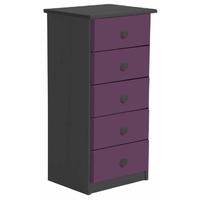 verona graphite pine and lilac 5 chest of drawer