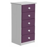 Verona Whitewash Pine and Lilac 5 Chest of Drawer