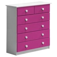 Verona Whitewash Pine and Fuchsia 4+2 Chest of Drawer