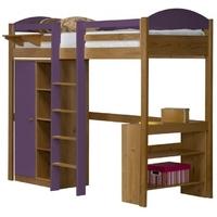 Verona Maximus Antique Pine and Lilac with Central Ladder High Sleeper Bed Set 1