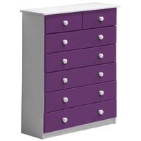 Verona Whitewash Pine and Lilac 5+2 Chest of Drawer