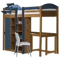 verona maximus antique pine and blue with central ladder high sleeper  ...