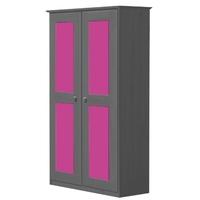 Verona Graphite Pine and Fuchsia 2 Door Wardrobe