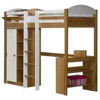 Verona Maximus Antique Pine and White with Central Ladder High Sleeper Bed Set 1