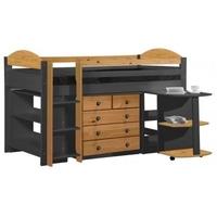 verona maximus graphite pine and antique 3ft mid sleeper bed set 1