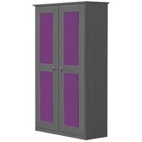 Verona Graphite Pine and Lilac 2 Door Wardrobe