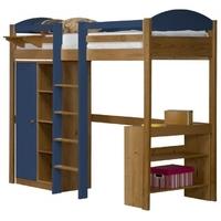 verona maximus antique pine and blue with central ladder high sleeper  ...