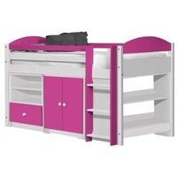 verona maximus whitewash pine and fuchsia 3ft mid sleeper bed set 2