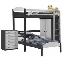 Verona Maximus Graphite Pine and White L Shape High Sleeper Bed Set 2