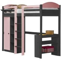 Verona Maximus Graphite Pine and Pink with Central Ladder High Sleeper Bed Set 1