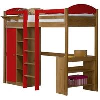 verona maximus antique pine and red with central ladder high sleeper b ...