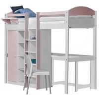 Verona Maximus Whitewash Pine and Pink with Central Ladder High Sleeper Bed Set 2