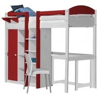 Verona Maximus Whitewash Pine and Red with Central Ladder High Sleeper Bed Set 2