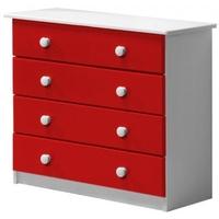 Verona Whitewash Pine and Red 4 Wide Chest of Drawer