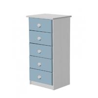 verona whitewash pine and baby blue 5 chest of drawer