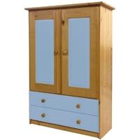 Verona Antique Pine and Baby Blue Tall Boy with 2 Drawer