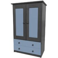 Verona Graphite Pine and Baby Blue Tall Boy with 2 Drawer