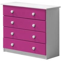 Verona Whitewash Pine and Fuchsia 4 Wide Chest of Drawer