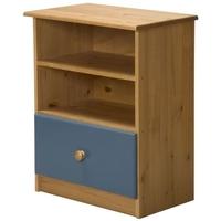 Verona Gela Antique Pine and Baby Blue 1 Drawer 2 Shelves Bedside Cabinet