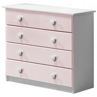 Verona Whitewash Pine and Pink 4 Wide Chest of Drawer