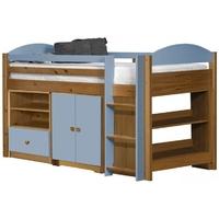 verona maximus antique pine and baby blue 3ft mid sleeper bed set 2